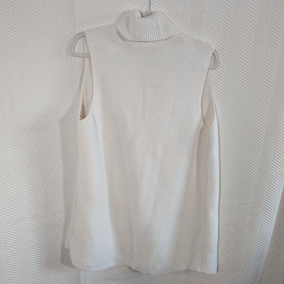 GAP for good Knit Textured Shawl-Collar Cardigan Vest White Cotton Large Cozy - Picture 11 of 11